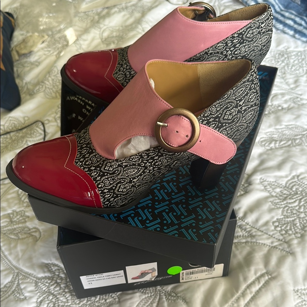 John Fluevog Joyce Attic Stylish Pink and Red Women's Shoes